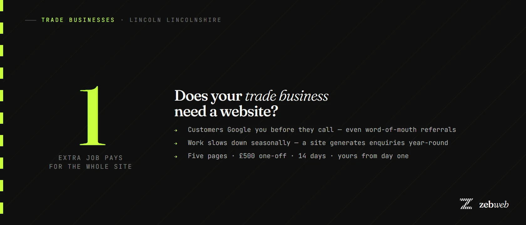 Does your Lincoln trade business need a website? One extra job pays for the whole site — infographic